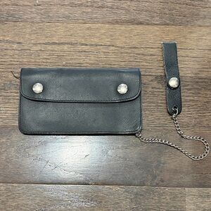Black Leather Wallet with Chain